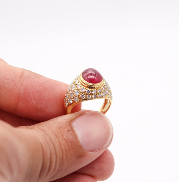 ADLER Geneva Cocktail Ring In 18Kt Yellow Gold With 6.13 Ctw In Diamonds & Ruby