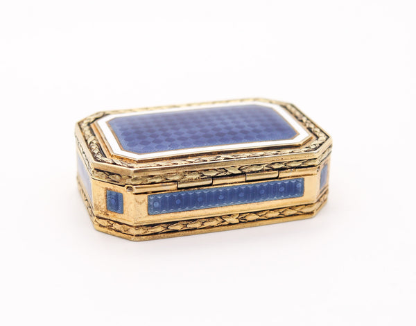 GERMAN 1925 Neo Classic Guilloche Enamel Snuff-Pill Box In Gilded 925 Sterling Silver