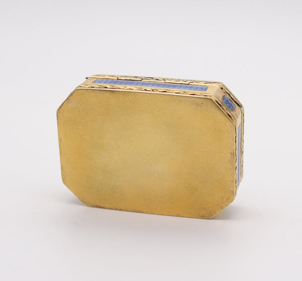 GERMAN 1925 Neo Classic Guilloche Enamel Snuff-Pill Box In Gilded 925 Sterling Silver