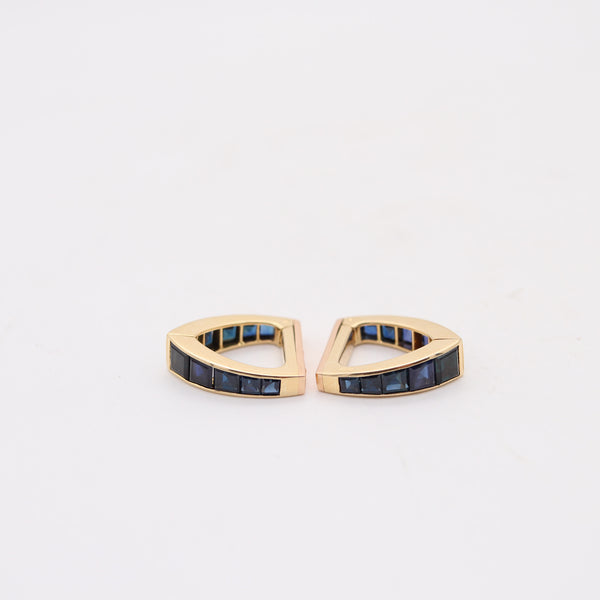 VERGER FRÈRES 1930 Art-Deco Stirrup Cufflinks In 18Kt Gold 16.60 Cwt. In Sapphires