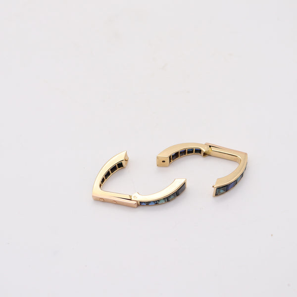 VERGER FRÈRES 1930 Art-Deco Stirrup Cufflinks In 18Kt Gold 16.60 Cwt. In Sapphires