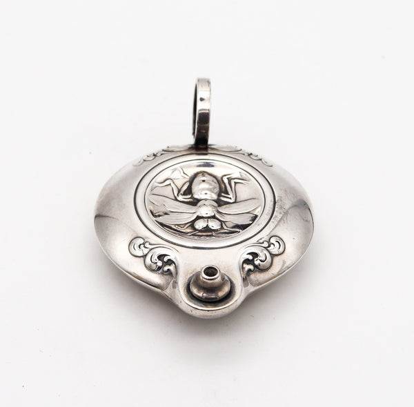 +Tiffany & Co. 1893 Art Nouveau Desk Oil Lamp In Sterling Silver With Roman Coin