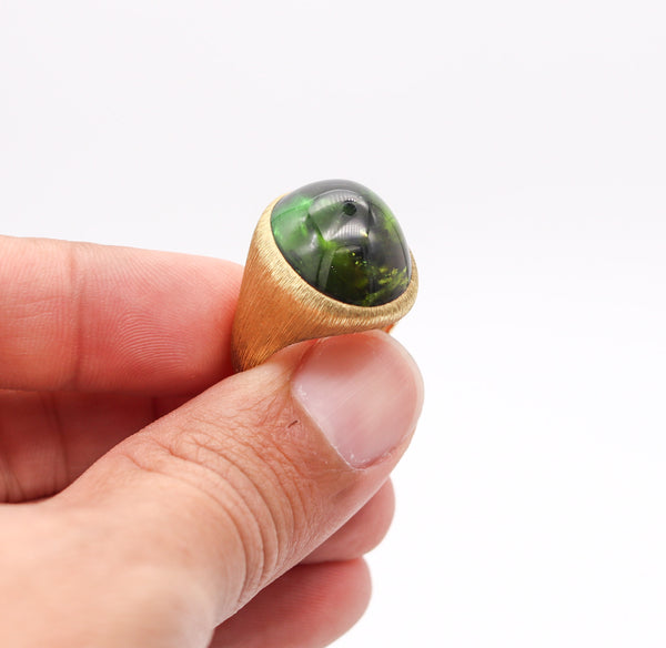 HENRY DUNAY New York Cocktail Ring In Solid 18Kt Yellow Gold With Tourmaline