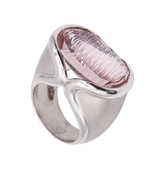 MUNSTEINER Cut Sculptural Ring In  18Kt White Gold With 28.85 Cts Morganite