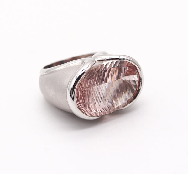 MUNSTEINER Cut Sculptural Ring In  18Kt White Gold With 28.85 Cts Morganite