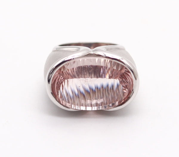 MUNSTEINER Cut Sculptural Ring In  18Kt White Gold With 28.85 Cts Morganite