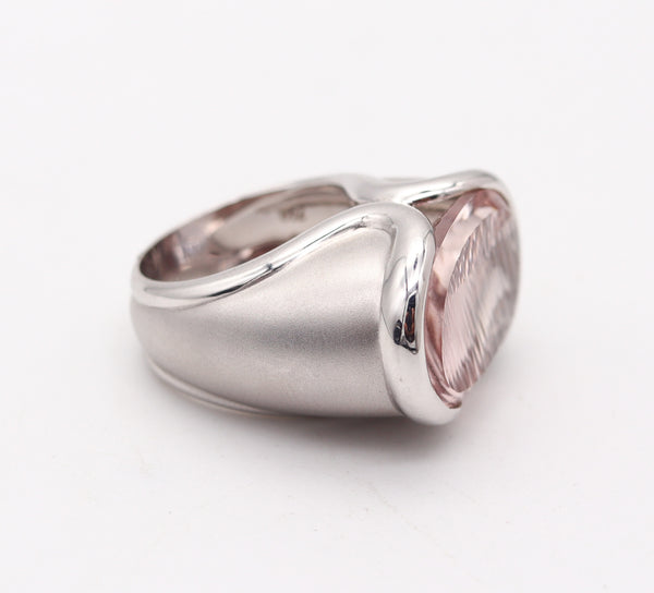 MUNSTEINER Cut Sculptural Ring In  18Kt White Gold With 28.85 Cts Morganite