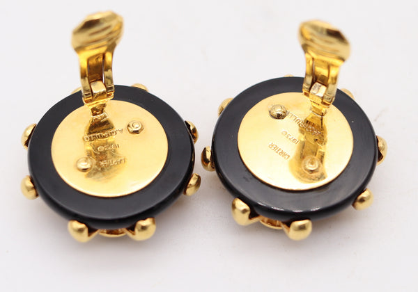 CARTIER Aldo Cipullo 1973 Vintage Geometric Earrings In 18Kt Gold With Onyxes