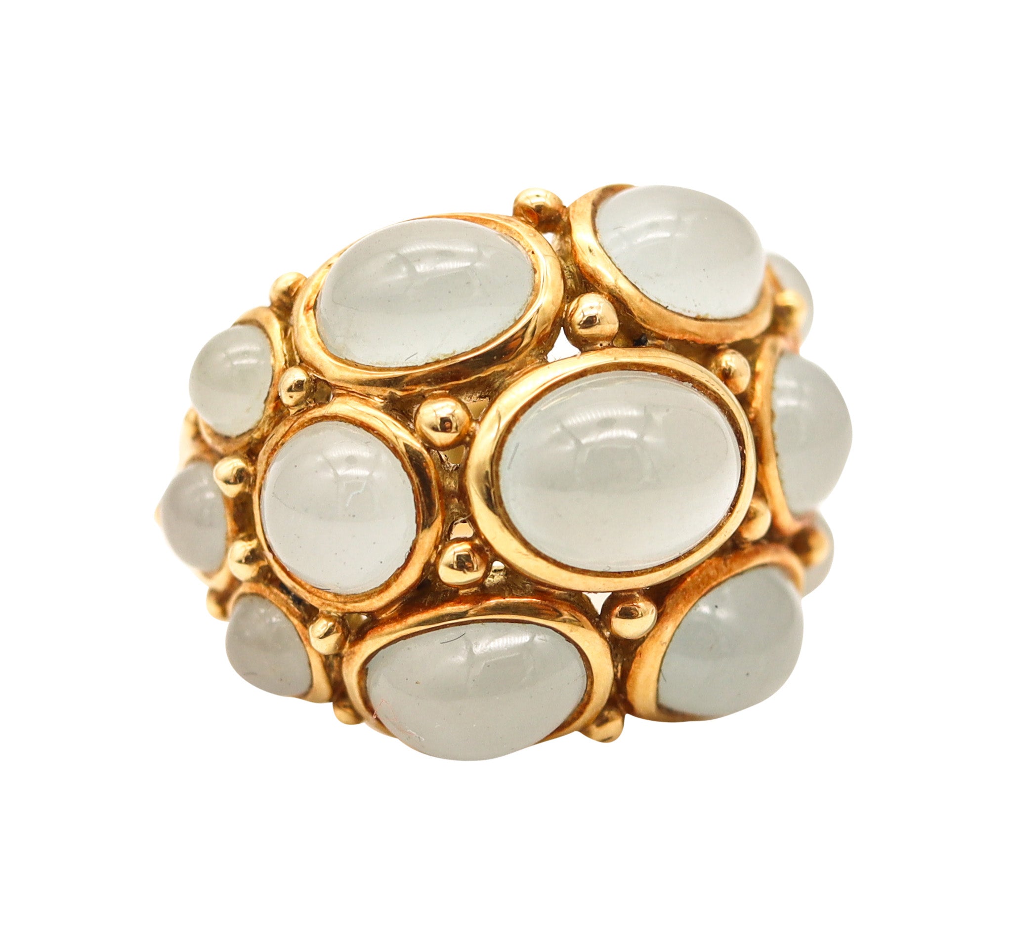 TEMPLE ST CLAIR Cocktail Ring In 18Kt Yellow Gold With 11.95 Cts Aquamarines