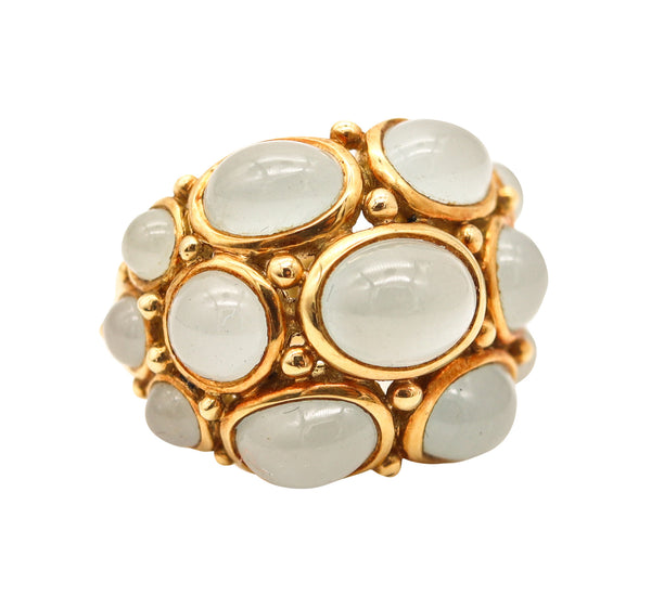 TEMPLE ST CLAIR Cocktail Ring In 18Kt Yellow Gold With 11.95 Cts Aquamarines