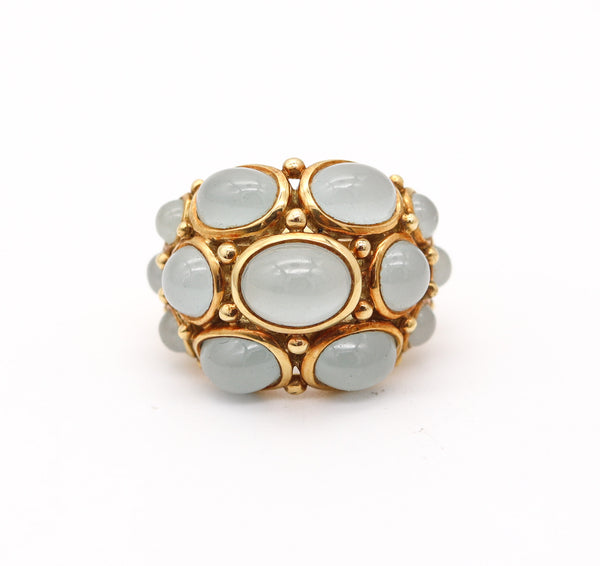 TEMPLE ST CLAIR Cocktail Ring In 18Kt Yellow Gold With 11.95 Cts Aquamarines