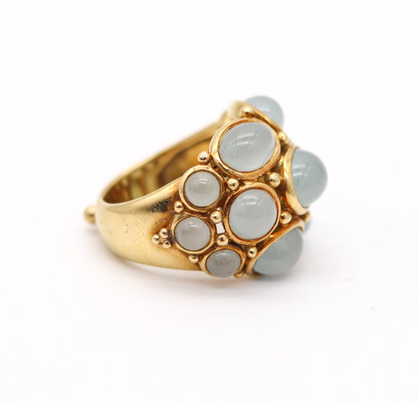 TEMPLE ST CLAIR Cocktail Ring In 18Kt Yellow Gold With 11.95 Cts Aquamarines