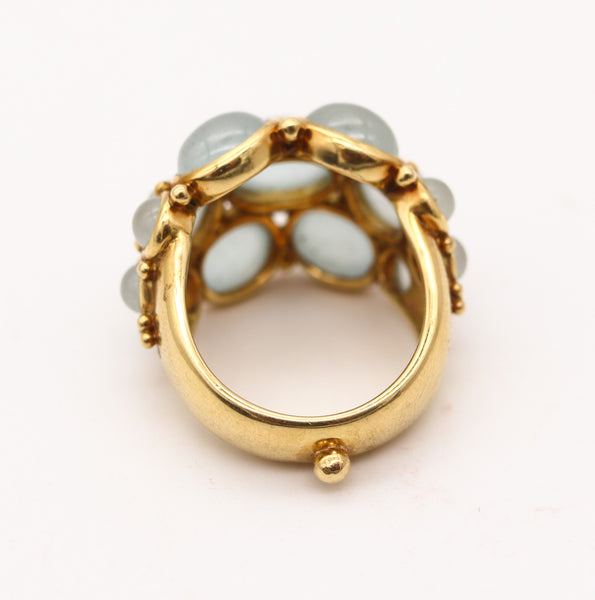 TEMPLE ST CLAIR Cocktail Ring In 18Kt Yellow Gold With 11.95 Cts Aquamarines