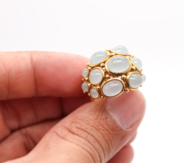 TEMPLE ST CLAIR Cocktail Ring In 18Kt Yellow Gold With 11.95 Cts Aquamarines