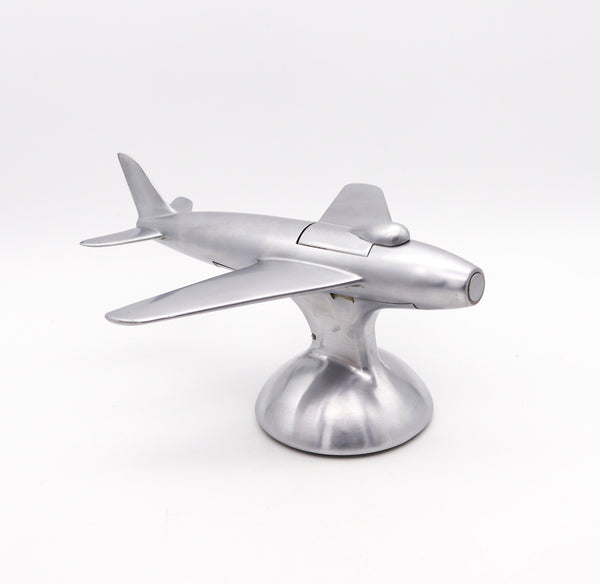Dunhill London 1954 F 86 Jet Aircraft Table Desk Lighter In Brushed Aluminum