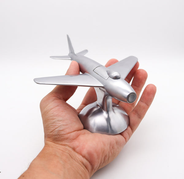 Dunhill London 1954 F 86 Jet Aircraft Table Desk Lighter In Brushed Aluminum