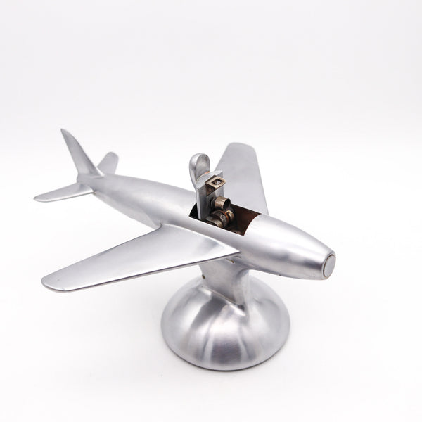 Dunhill London 1954 F 86 Jet Aircraft Table Desk Lighter In Brushed Aluminum