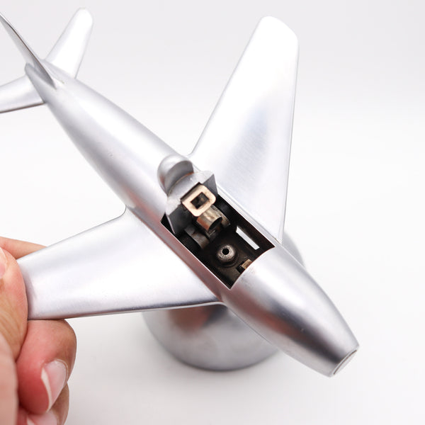 Dunhill London 1954 F 86 Jet Aircraft Table Desk Lighter In Brushed Aluminum