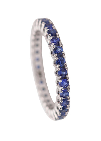 ETERNITY Ring Band In 14Kt White Gold With 1.08 Ctw In Vivid Blue Sapphires