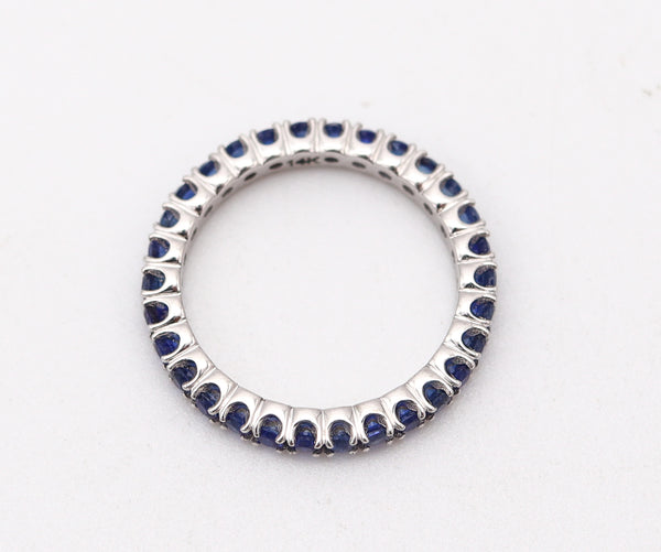 ETERNITY Ring Band In 14Kt White Gold With 1.08 Ctw In Vivid Blue Sapphires