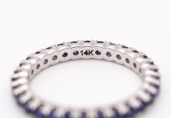 ETERNITY Ring Band In 14Kt White Gold With 1.08 Ctw In Vivid Blue Sapphires