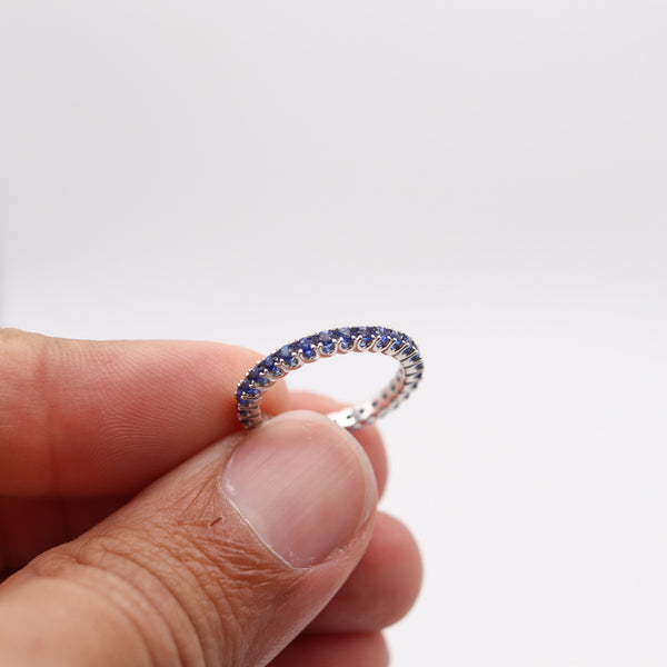 ETERNITY Ring Band In 14Kt White Gold With 1.08 Ctw In Vivid Blue Sapphires