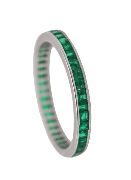 ETERNITY Ring Band In 14Kt White Gold With 1.36 Ctw In Vivid Green Emeralds