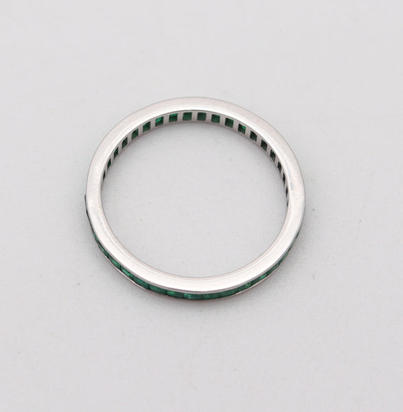 ETERNITY Ring Band In 14Kt White Gold With 1.36 Ctw In Vivid Green Emeralds