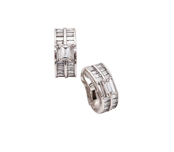 -Raymond Yard 1940 Art Deco Clips Earrings In Platinum With 5.52 Ctw In Diamonds
