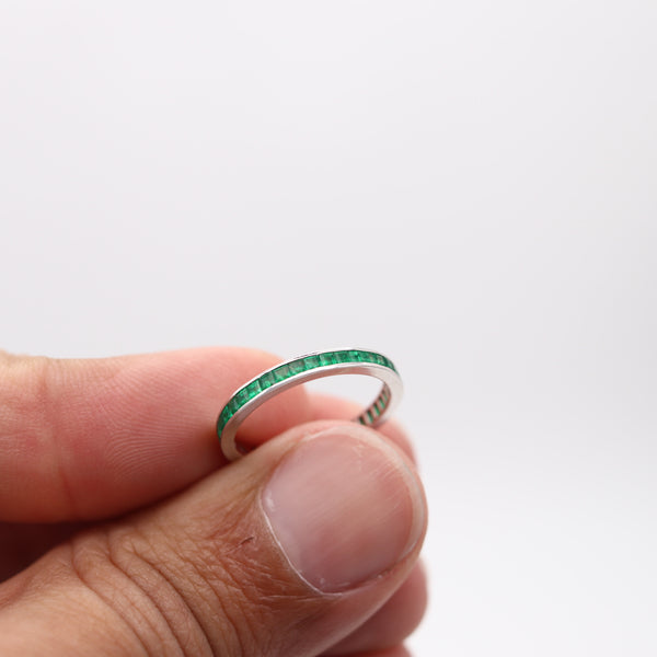 ETERNITY Ring Band In 14Kt White Gold With 1.36 Ctw In Vivid Green Emeralds