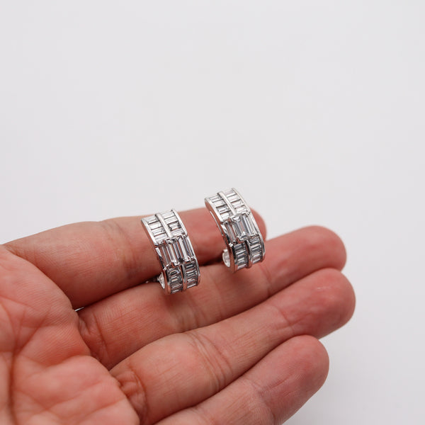 -Raymond Yard 1940 Art Deco Clips Earrings In Platinum With 5.52 Ctw In Diamonds