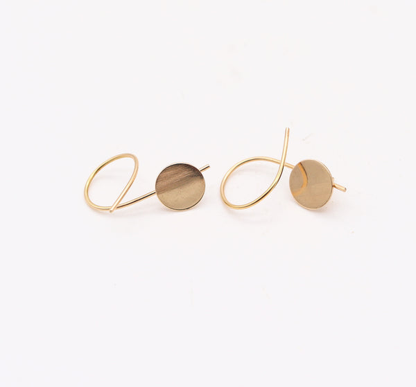 BETTY COOKE 1970 Modernist Convertible Studs Earrings In 14Kt Yellow Gold