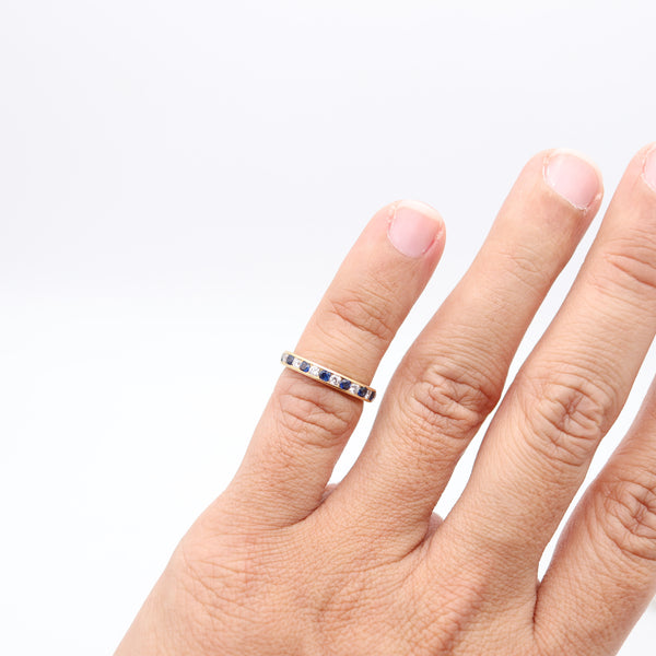 OSCAR HEYMAN Eternity Ring In 18Kt Yellow Gold With Diamonds & Sapphires