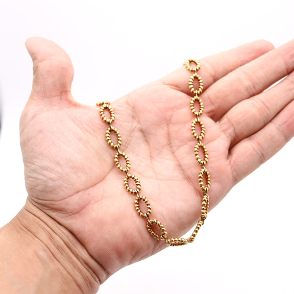 MELLERIO DITS MELLER 1970 Paris Chain Necklace In Solid Textured 18Kt Yellow Gold