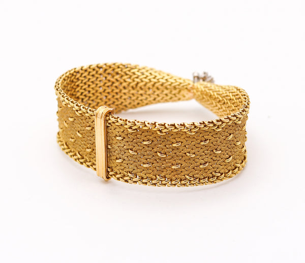 GORGES L'ENFANT 1960 Polonais Relief Bracelet In 18Kt Gold With 1.68 Ctw In Diamonds