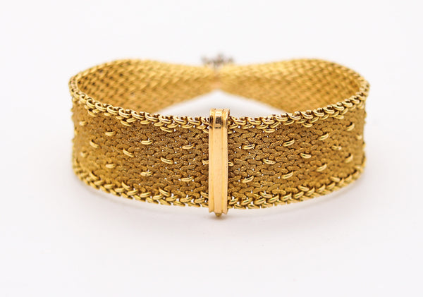 GORGES L'ENFANT 1960 Polonais Relief Bracelet In 18Kt Gold With 1.68 Ctw In Diamonds