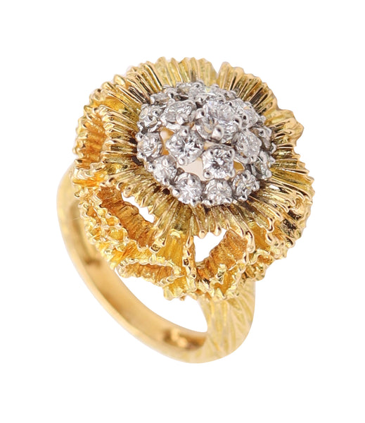 PIERRE STERLÉ Paris 1960 Cocktail Ring In 18Kt Gold & Platinum With VS Diamonds