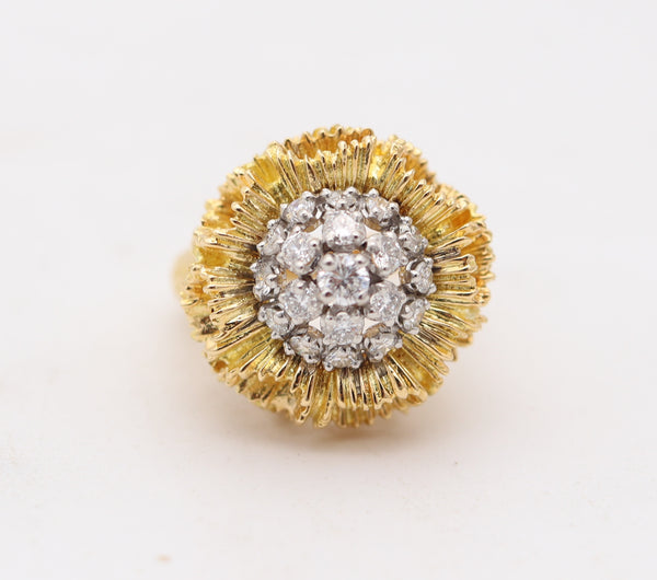 PIERRE STERLÉ Paris 1960 Cocktail Ring In 18Kt Gold & Platinum With VS Diamonds