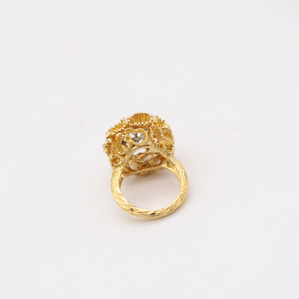 PIERRE STERLÉ Paris 1960 Cocktail Ring In 18Kt Gold & Platinum With VS Diamonds