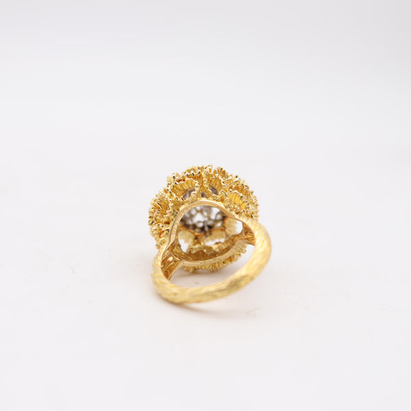 PIERRE STERLÉ Paris 1960 Cocktail Ring In 18Kt Gold & Platinum With VS Diamonds