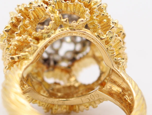 PIERRE STERLÉ Paris 1960 Cocktail Ring In 18Kt Gold & Platinum With VS Diamonds