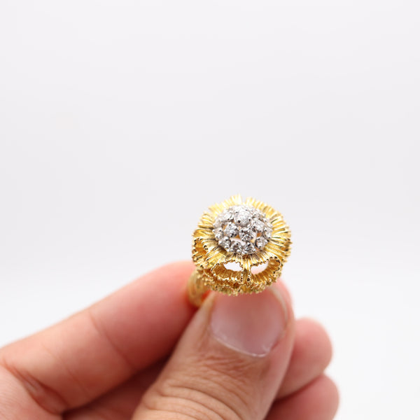 PIERRE STERLÉ Paris 1960 Cocktail Ring In 18Kt Gold & Platinum With VS Diamonds