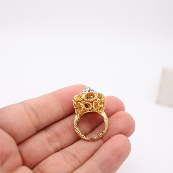 PIERRE STERLÉ Paris 1960 Cocktail Ring In 18Kt Gold & Platinum With VS Diamonds