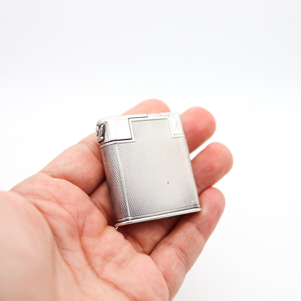 -The Charles London 1947 Pocket Petrol Lighter In Plated Sterling Silver
