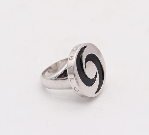 BVLGARI Milano Spiner Op-Art Cocktail Ring In 18Kt White Gold With Onyx