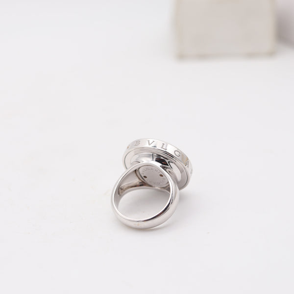 BVLGARI Milano Spiner Op-Art Cocktail Ring In 18Kt White Gold With Onyx