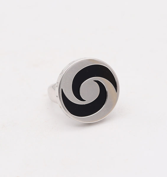 BVLGARI Milano Spiner Op-Art Cocktail Ring In 18Kt White Gold With Onyx