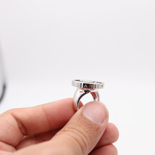 BVLGARI Milano Spiner Op-Art Cocktail Ring In 18Kt White Gold With Onyx