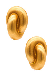 ANGELA CUMMINGS 1985 Geometric Bold Clips Earrings In Brushed 18Kt Yellow Gold