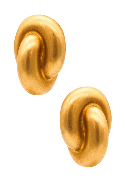 ANGELA CUMMINGS 1985 Geometric Bold Clips Earrings In Brushed 18Kt Yellow Gold